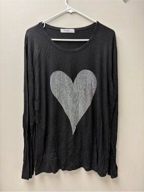 Bailey Women’s Black Long Sleeve w/ Silver Heart Top